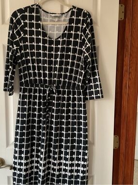 Christopher & Banks Black and White Grid Knit Top